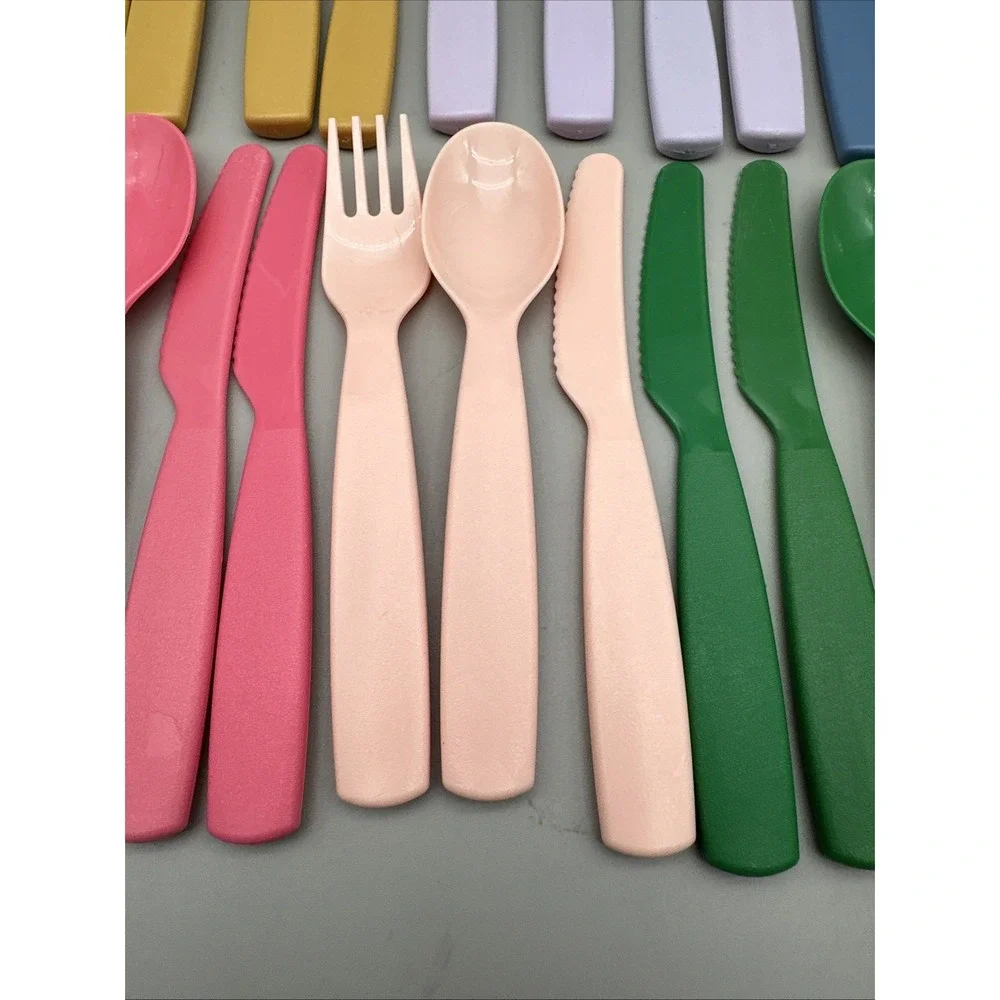 Pillowfort Kids Plastic Utensil Lot 36pc Fork Spoon Knife Mixed Colors